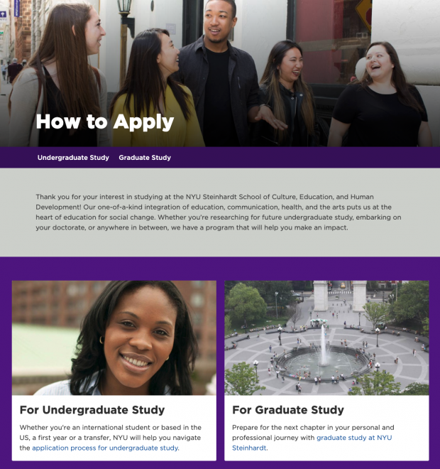 NYU Steinhardt Helping prospective students chart their course
